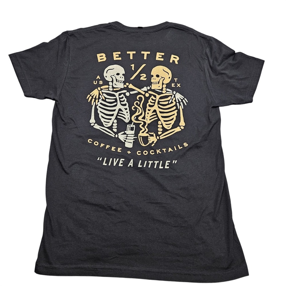 Better Half Austin Texas TShirt Mens Medium Black Skeleton ATX Restaurant Tee